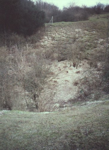 Looking down into a flint mine at Cissbury